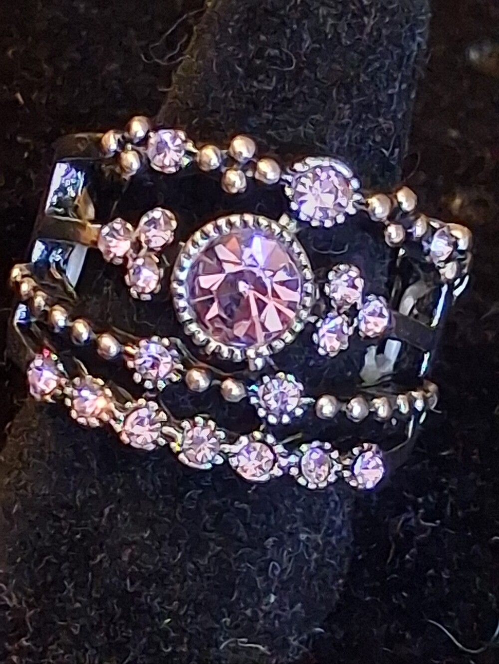 Paparazzi Delicate Lavender Crystal Multi-Row Women's Stretch Ring